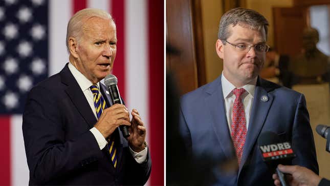 Left: President Joe Biden, Right: Chad Meredith, former Kentucky solicitor general.
