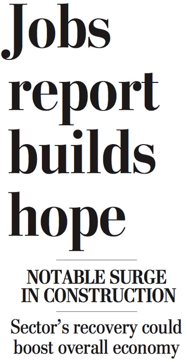 Image for article titled Pick your favorite front-page analysis of the US jobs report