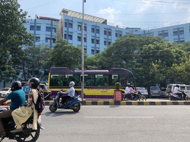 Electric buses are seen as a solution to reduce emissions from the transport sector. The only place I found them plying was in Patna.