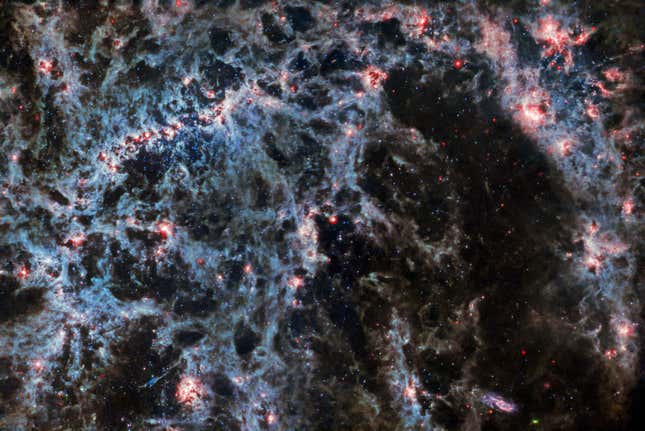 The same view of the galaxy as seen by MIRI alone.