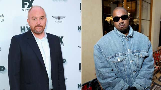 Louis CK (Photo: Rich Fury/Getty Image), Kanye West (Photo: Victor Boyko/Getty Images For Kenzo)