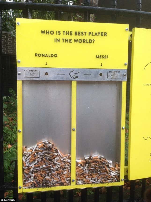 Cristiano Ronaldo in the lead with London’s smokers