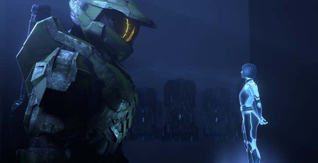 Master Chief pleads with his AI buddy in Halo Infinite. 