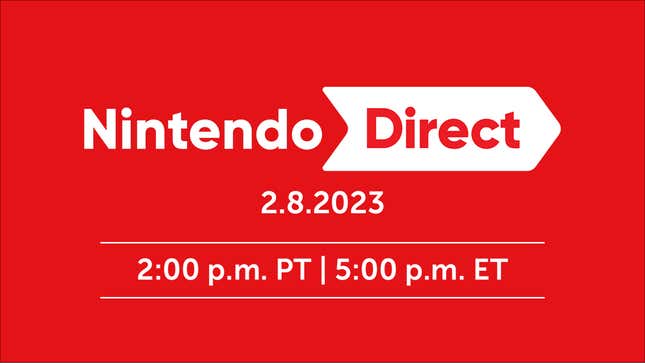 A graphic shows the date for Nintendo Direct.