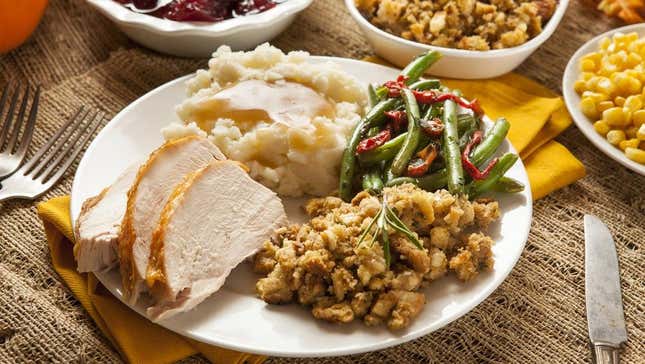 Thanksgiving turkey and sides on plate