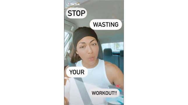 woman's face with text: "stop wasting your workout!!"