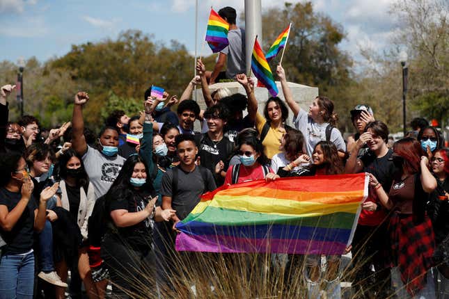 Image for article titled Florida Students Stage Walkouts In Protest of &#39;Don&#39;t Say Gay&#39; Bill