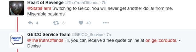 Image for article titled Geico accidentally courted racist Twitter trolls to sell insurance