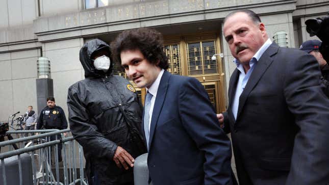 FTX Founder Sam Bankman-Fried exits a Manhattan Federal Court for a court appearance on February 16