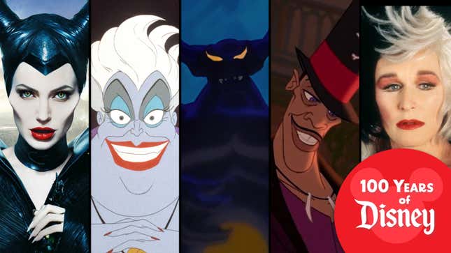 From left: Maleficent, Ursula, Chernabog, Dr. Facilier, Cruella de Vil