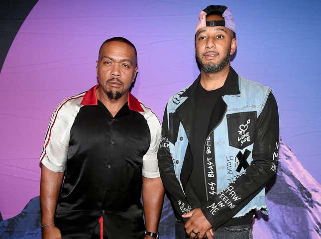 Timbaland, left and Swizz Beatz attend day 1 of REVOLT Summit x AT&amp;T Summit on September 12, 2019 in Atlanta, Georgia.