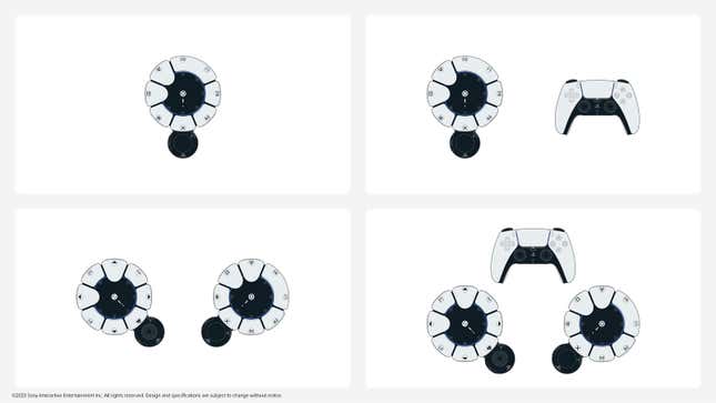 A diagram is shown of the controller codenamed Project Leonardo being used with other PlayStation 5 controllers.