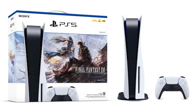 A promotional image shows the vanilla PS5 FFXVI bundle. 