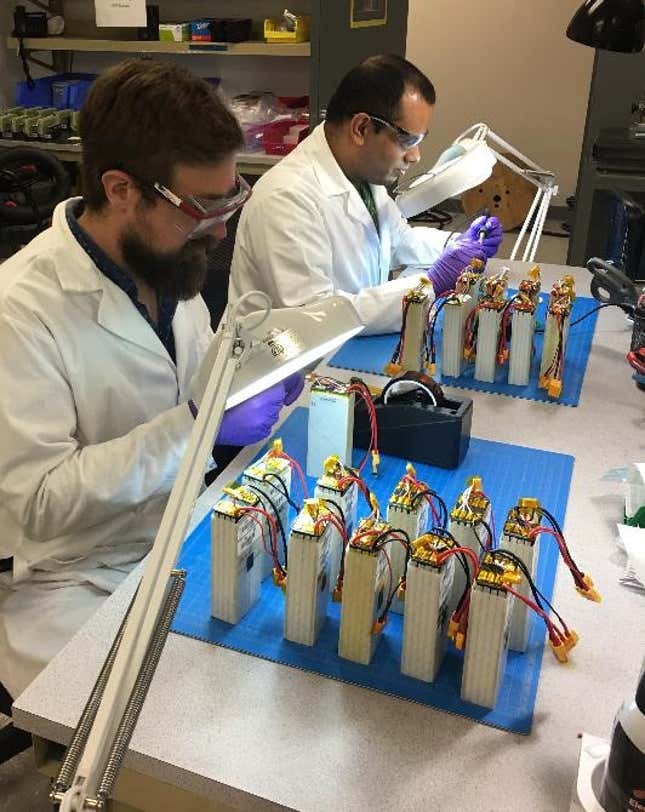 Pellion’s battery packs being assembled.