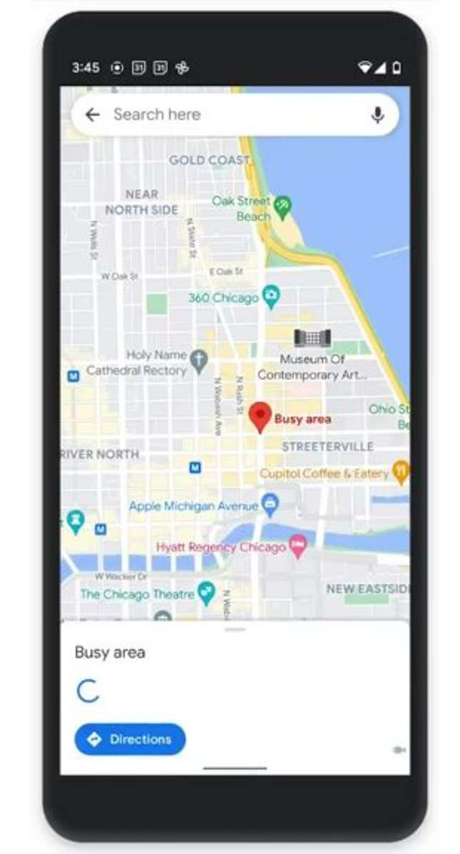 A screenshot of the feature on Google Maps