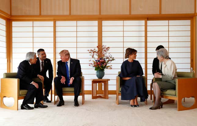 Trump and the first lady meet with the Japanese emperor and empress at the Imperial Palace, Nov. 6, 2017.