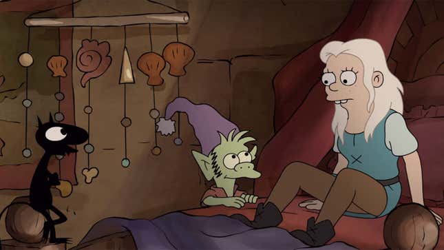 Luci, Elfo, and Bean in Netflix's Disenchantment.