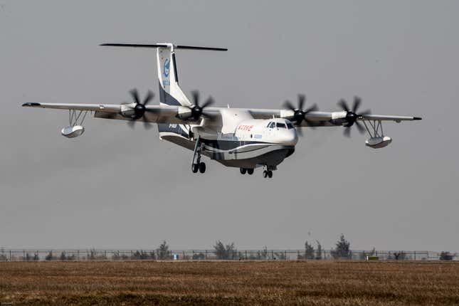 China's domestically developed AG600, the world's largest amphibious aircraft, is seen during its maiden flight in Zhuhai, Guangdong province, China December 24, 2017.