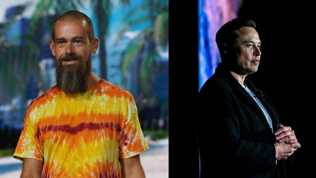 Jack Dorsey, cofundador de Twitter (izquierda) y Elon Musk