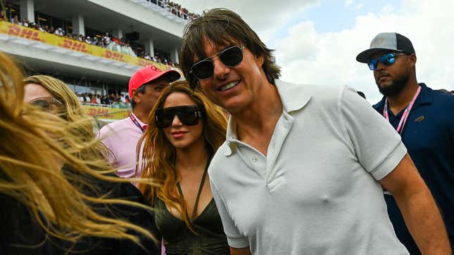 Tom Cruise and Shakira attend the 2023 Miami Formula One Grand Prix in Miami Gardens, Florida, on May 7, 2023