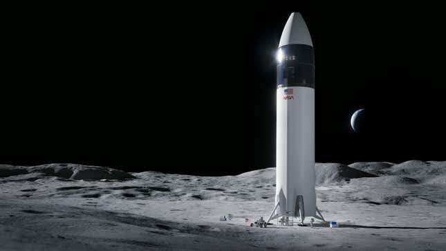 Illustration of a future crewed Artemis mission using SpaceX’s lunar lander.
