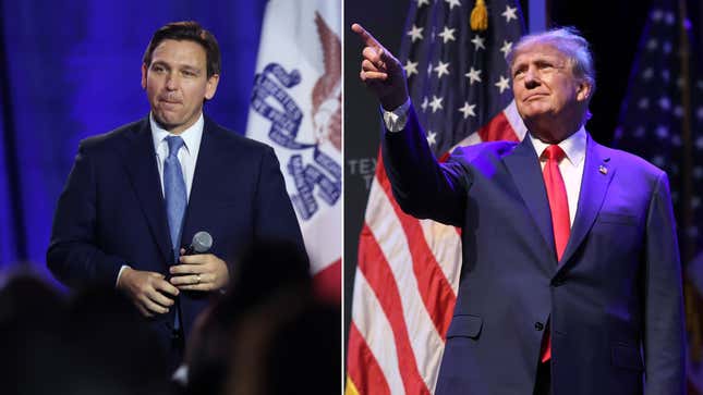 Image for article titled Ron DeSantis Is Trying to Dunk on Donald Trump But Just Sounds Like a Dweeb
