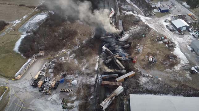 Image for article titled Ohio Freight Train Was Already on Fire 20 Miles Before it Derailed