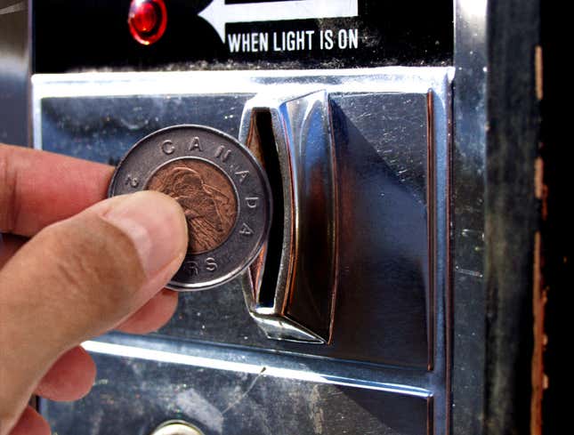 Image for article titled Conflict-Avoidant Vending Machine Accepts Canadian Coin