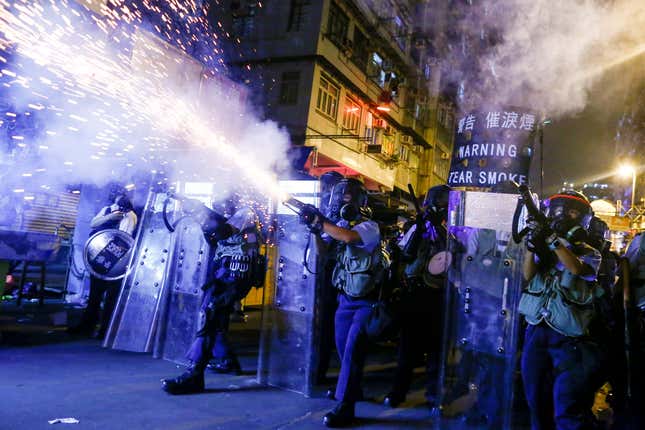 Police fired tear gas at protesters on August 14, 2019.