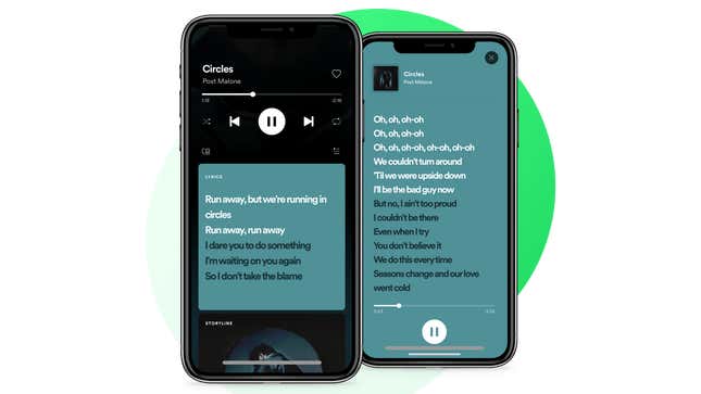 Render of spotify lyrics