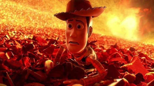 Inside the incinerator in Toy Story 3