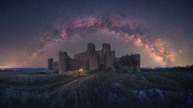 A 16th-century Spanish castle under the Milky Way.