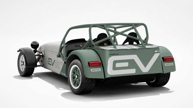 A render of the rear quarter of the Caterham Seven EV concept. 