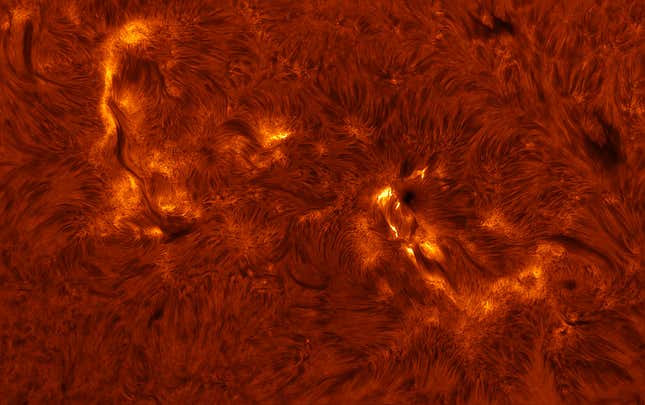 The abstract swirls of the Sun's superheated surface.