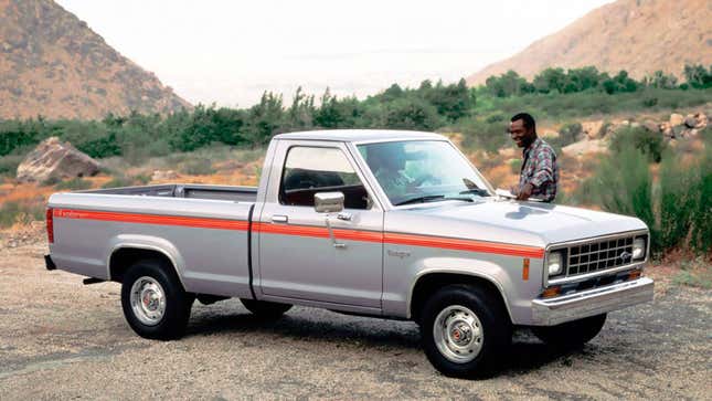 A silver Ford Ranger truck 