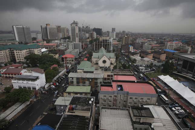 An aerial view of Lagos island in 2012.