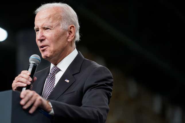 President Joe Biden speaks at an IBM facility in Poughkeepsie, N.Y., on Thursday Oct. 6, 2022.