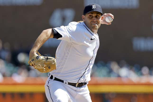 Apr 9, 2023; Detroit, Michigan, USA; Detroit Tigers starting pitcher Matthew Boyd (48) pitches in the fifth inning against the Boston Red Sox at Comerica Park.