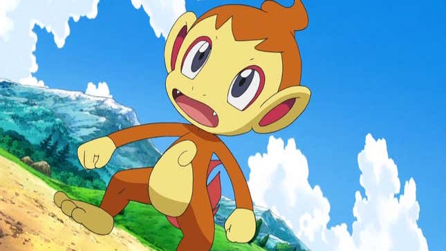 Chimchar is seen standing with its arms at its side.
