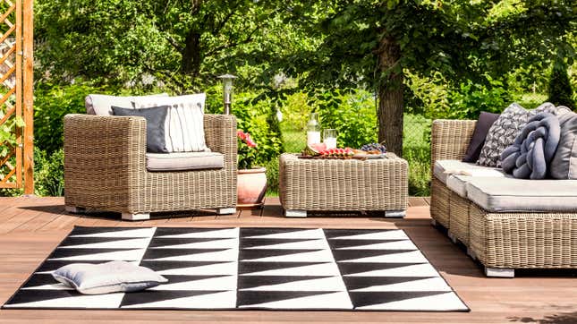 Image for article titled How to Clean an Outdoor Rug Before Putting It Away for the Season