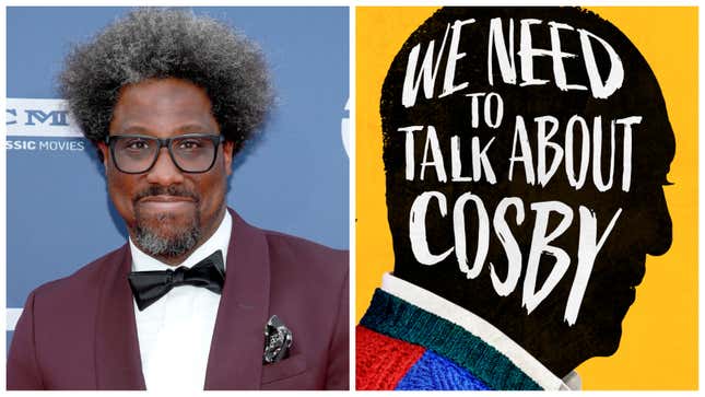 W. Kamau Bell, left; Promo image of We Need to Talk About Cosby docuseries.
