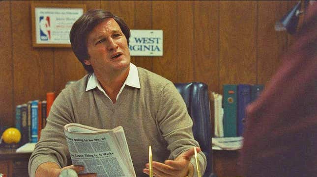 Jason Clarke depicts Jerry West as an over-the-top maniac in “Winning Time.”