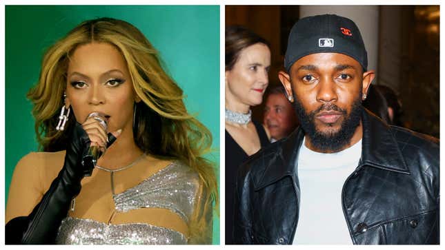 Beyonce, left; Kendrick Lamar.