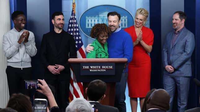 The Ted Lasso cast and White House Press Secretary Karine Jean-Pierre