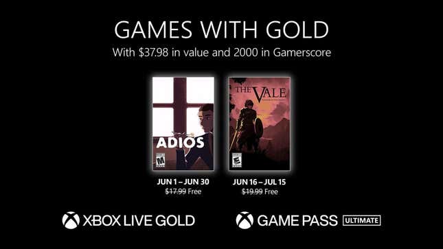 The Vale y Adios son dos juegos gratis de Xbox Live with Gold en junio 2023.
