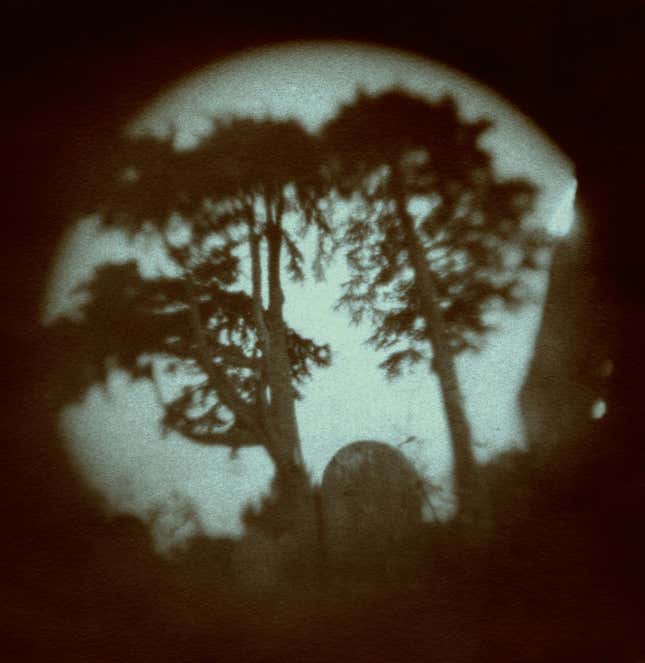 “View from Talbot’s Grave.” Pigment print from a photogenic drawing.