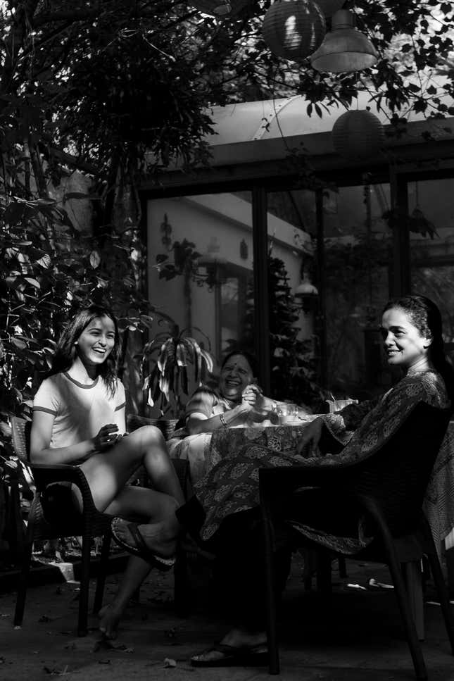 Namrata Sheth with her mother and grandmother at her Juhu home in Mumbai. Feb 24, 2016