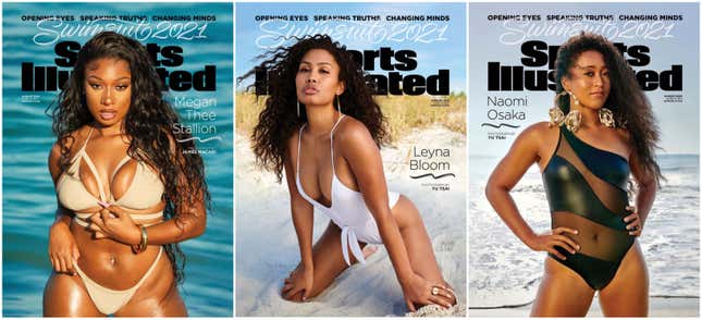 Image for article titled Megan Thee Stallion Makes History With Leyna Bloom and Naomi Osaka on Sports Illustrated&#39;s 2021 Swimsuit Issues