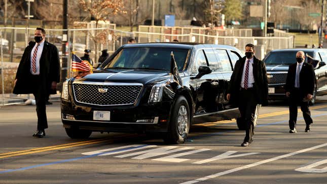The current Presidential State Car during the 2021 Inauguration Parade