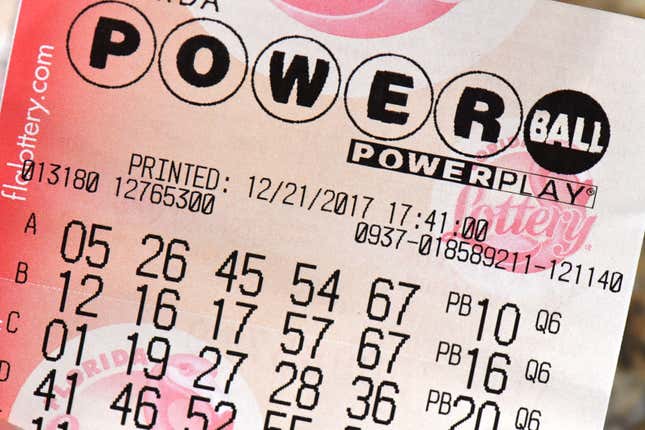 A photo of a Powerball lottery ticket.